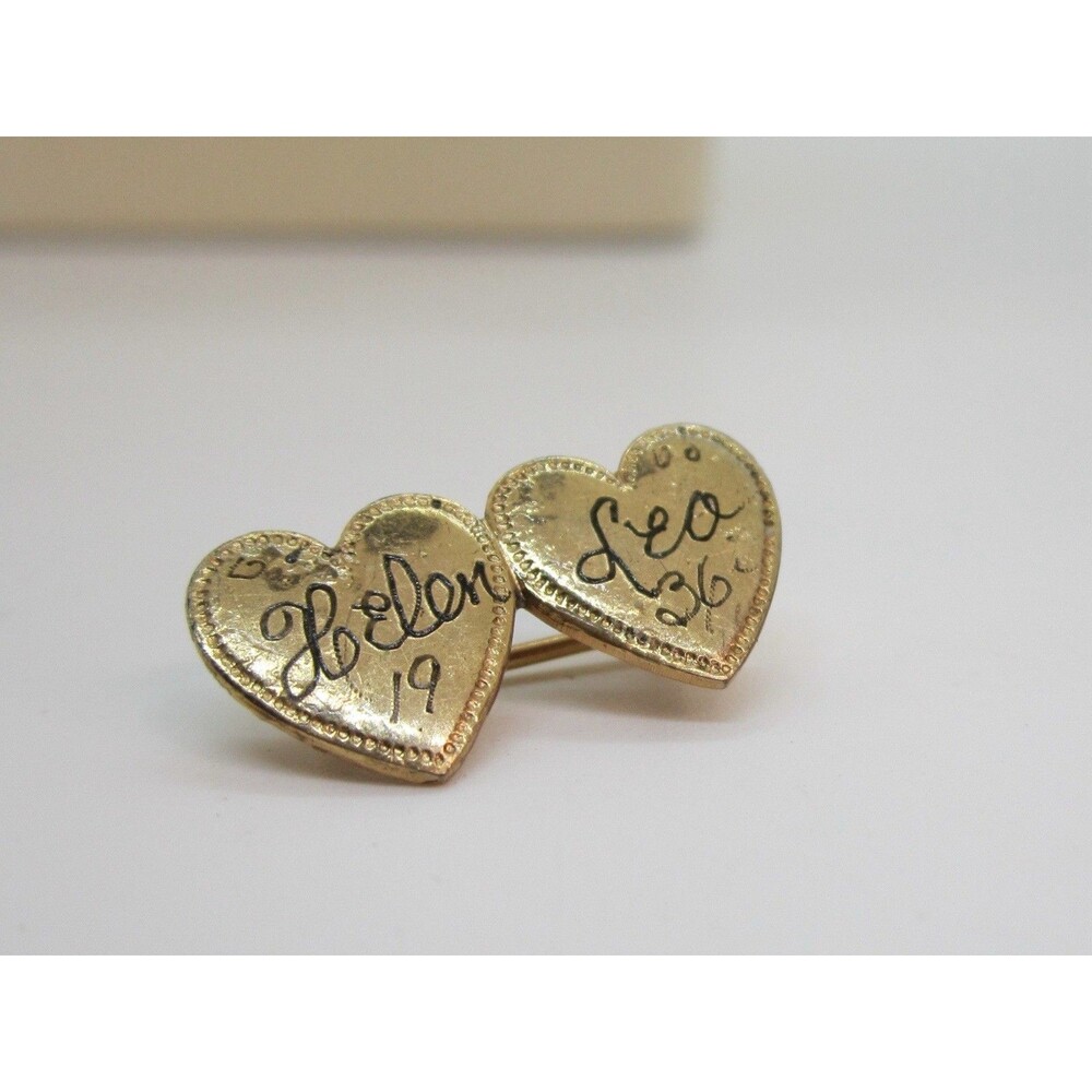 Vintage 1936 Sweetheart Brooch Double Heart Pin Helen LeavEngraved